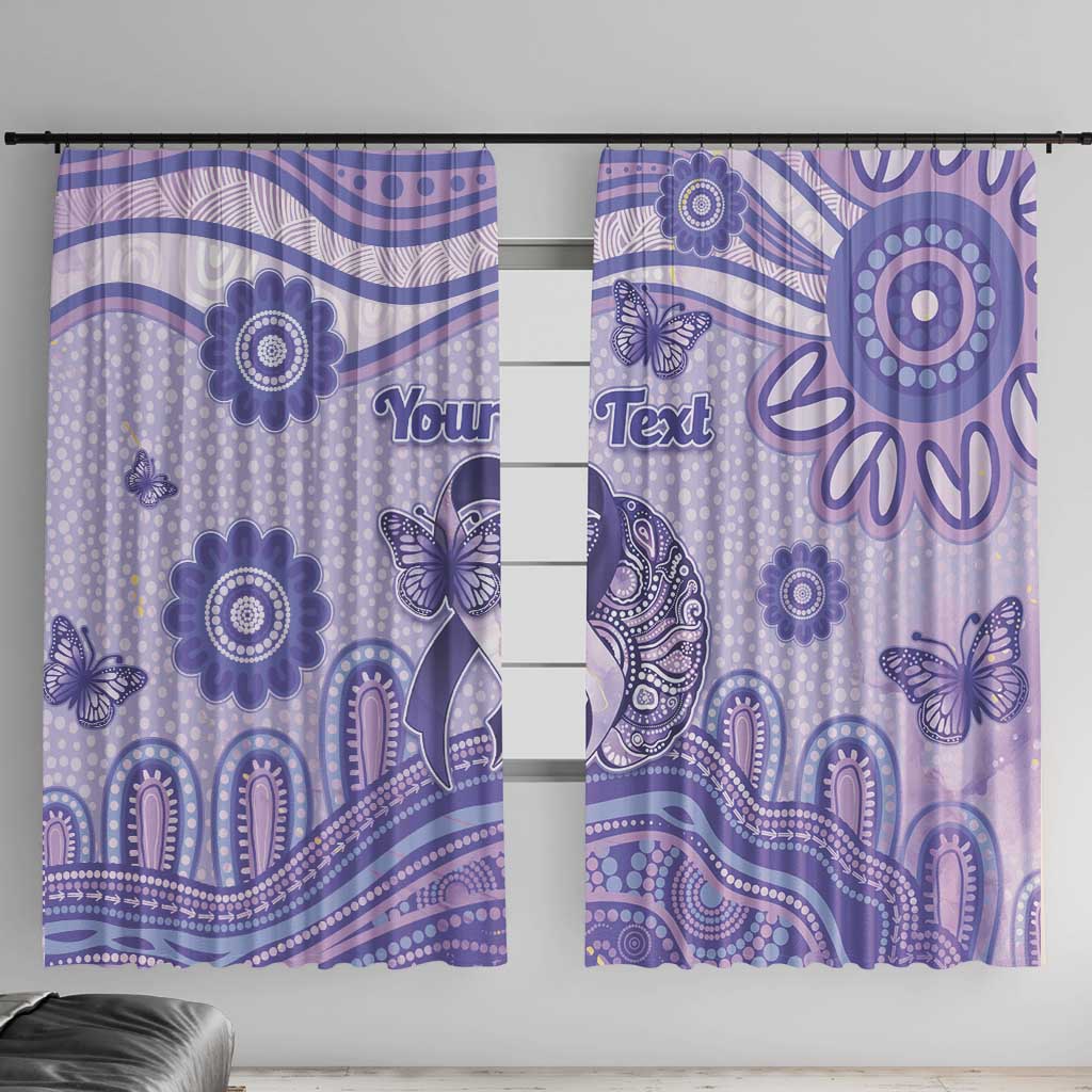 Personalised Epilepsy Awareness Window Curtain Purple Ribbon Butterfly And Brain Aboriginal Art
