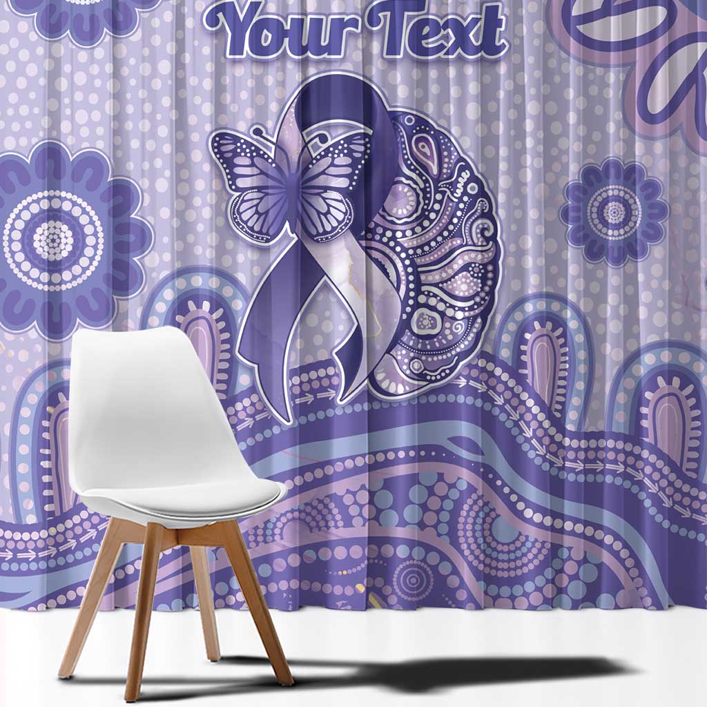Personalised Epilepsy Awareness Window Curtain Purple Ribbon Butterfly And Brain Aboriginal Art