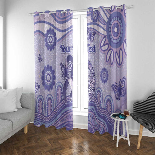 Personalised Epilepsy Awareness Window Curtain Purple Ribbon Butterfly And Brain Aboriginal Art