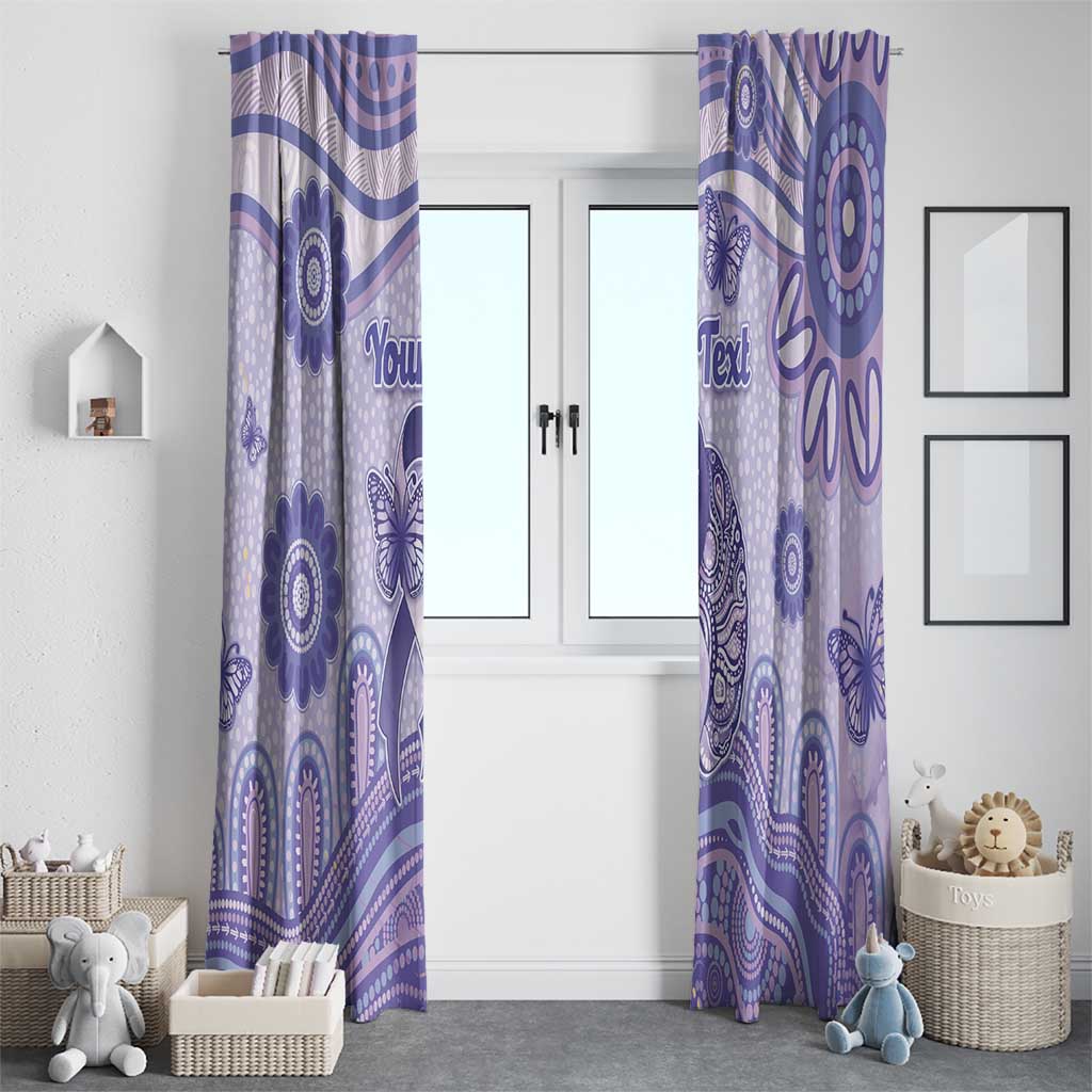 Personalised Epilepsy Awareness Window Curtain Purple Ribbon Butterfly And Brain Aboriginal Art