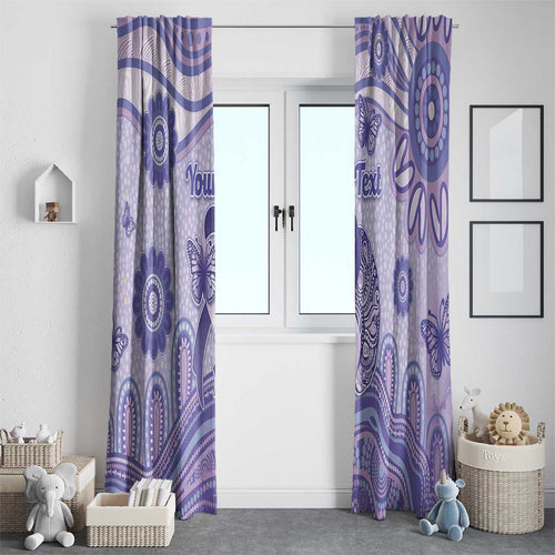 Personalised Epilepsy Awareness Window Curtain Purple Ribbon Butterfly And Brain Aboriginal Art