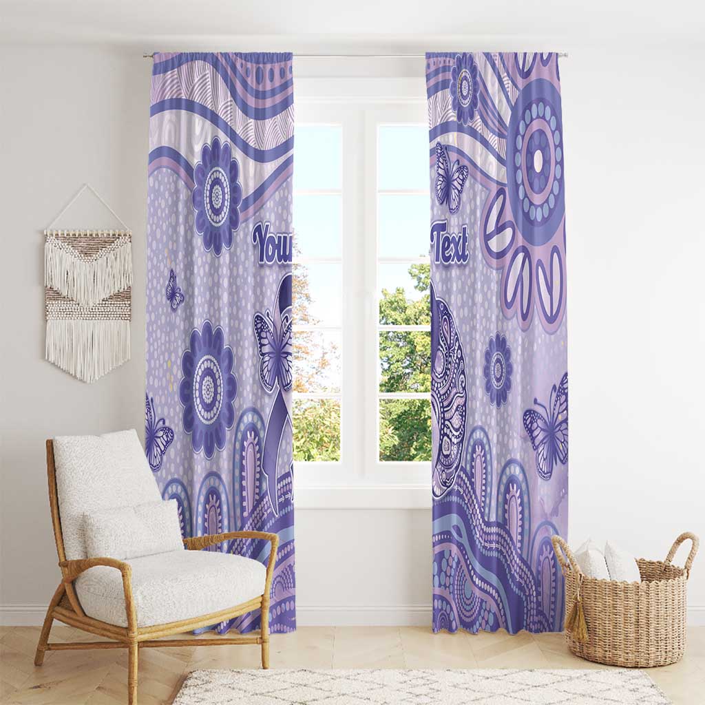 Personalised Epilepsy Awareness Window Curtain Purple Ribbon Butterfly And Brain Aboriginal Art
