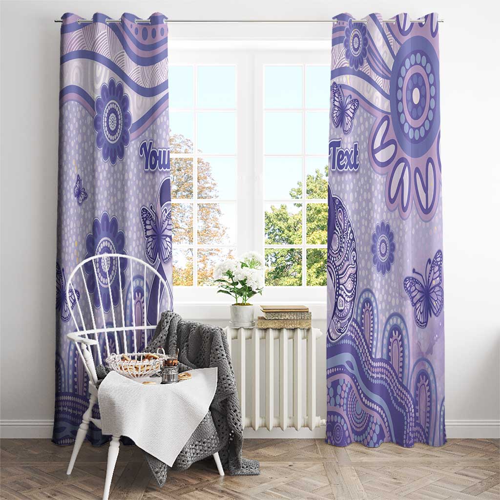 Personalised Epilepsy Awareness Window Curtain Purple Ribbon Butterfly And Brain Aboriginal Art