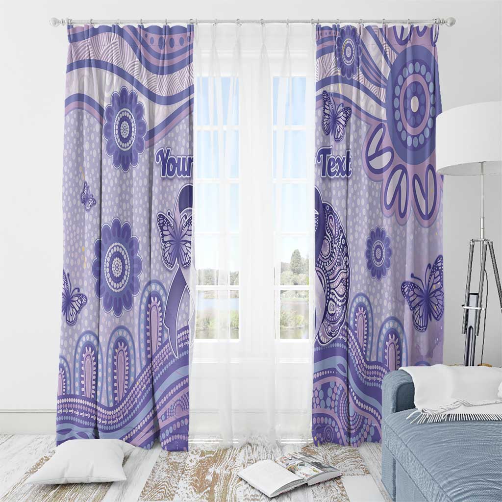 Personalised Epilepsy Awareness Window Curtain Purple Ribbon Butterfly And Brain Aboriginal Art