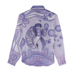 Personalised Epilepsy Awareness Women Casual Shirt Purple Ribbon Butterfly And Brain Aboriginal Art