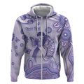 Personalised Epilepsy Awareness Zip Hoodie Purple Ribbon Butterfly And Brain Aboriginal Art