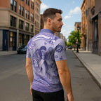 Personalised Epilepsy Awareness Zipper Polo Shirt Purple Ribbon Butterfly And Brain Aboriginal Art