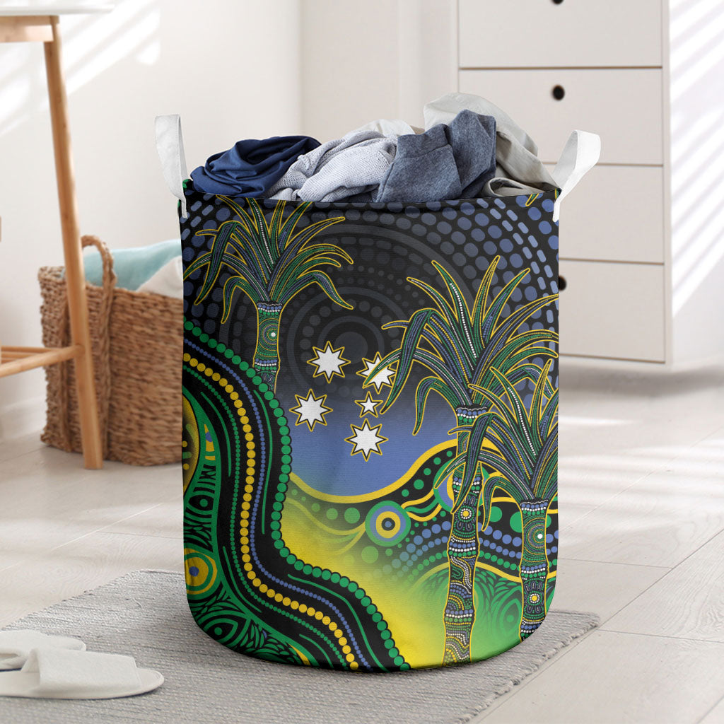 Australian South Sea Islander National Recognition Day Laundry Basket Southern Cross Aboriginal Dot Art Sugarcane