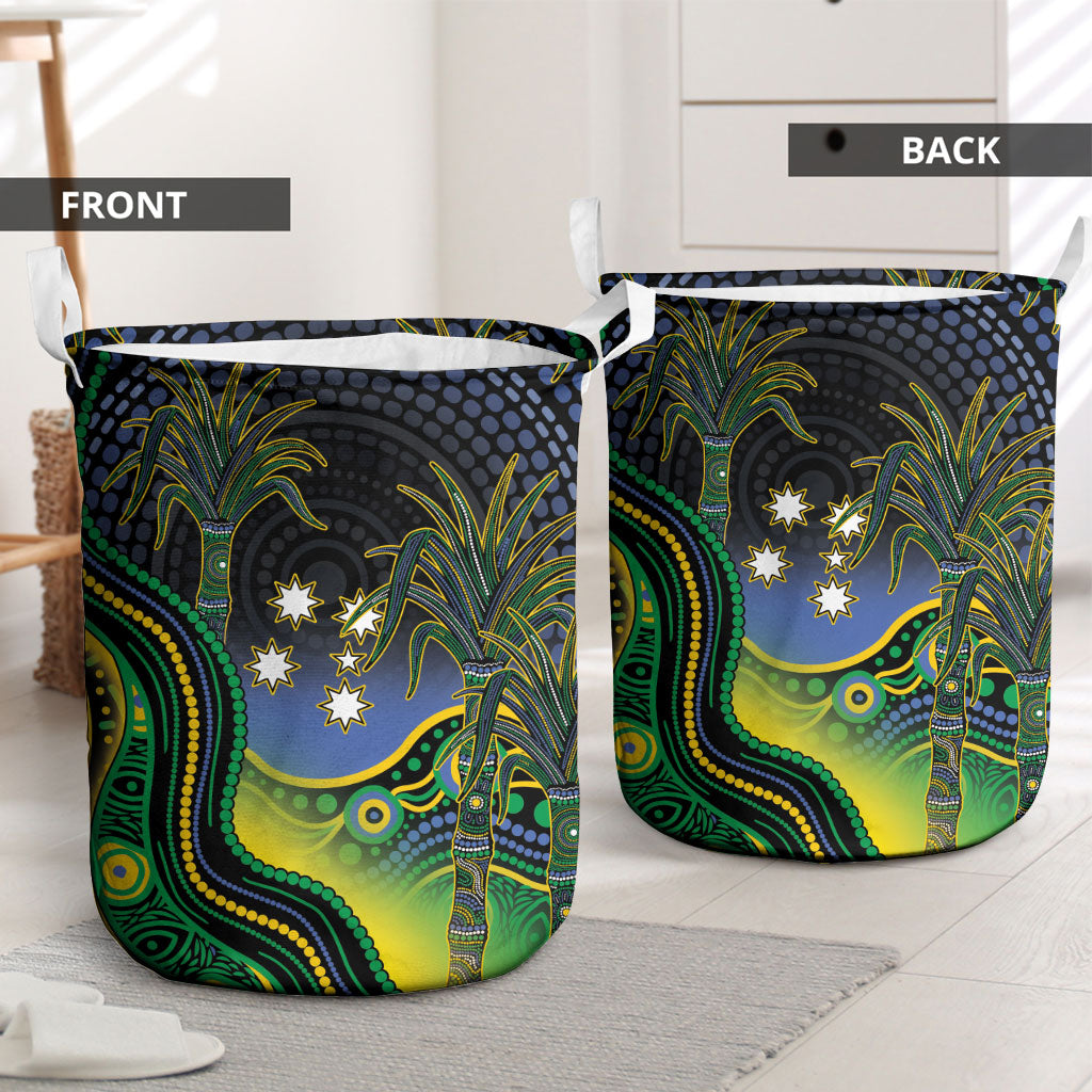 Australian South Sea Islander National Recognition Day Laundry Basket Southern Cross Aboriginal Dot Art Sugarcane