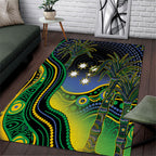 Australian South Sea Islanders National Recognition Day Area Rug Southern Cross Aboriginal Dot Art Sugarcane