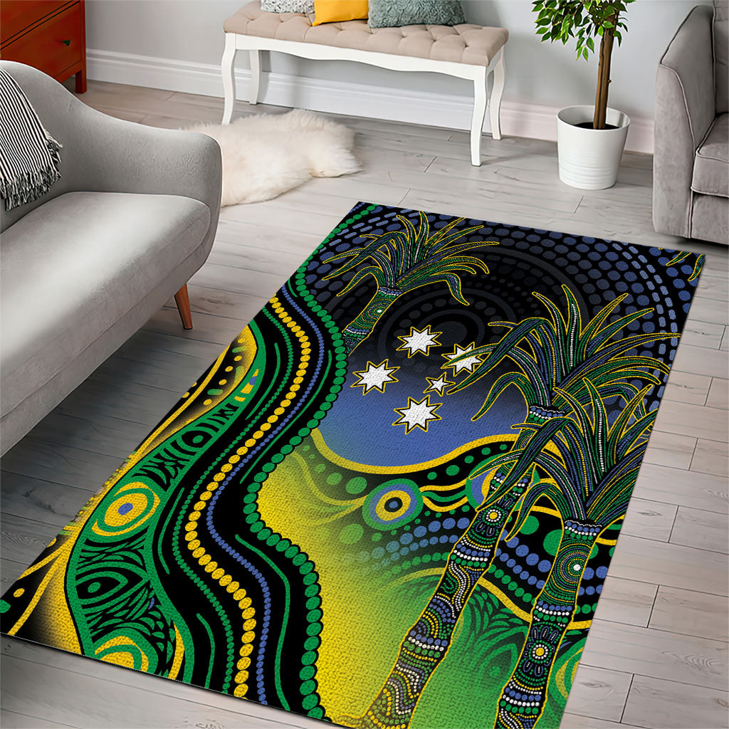 Australian South Sea Islanders National Recognition Day Area Rug Southern Cross Aboriginal Dot Art Sugarcane