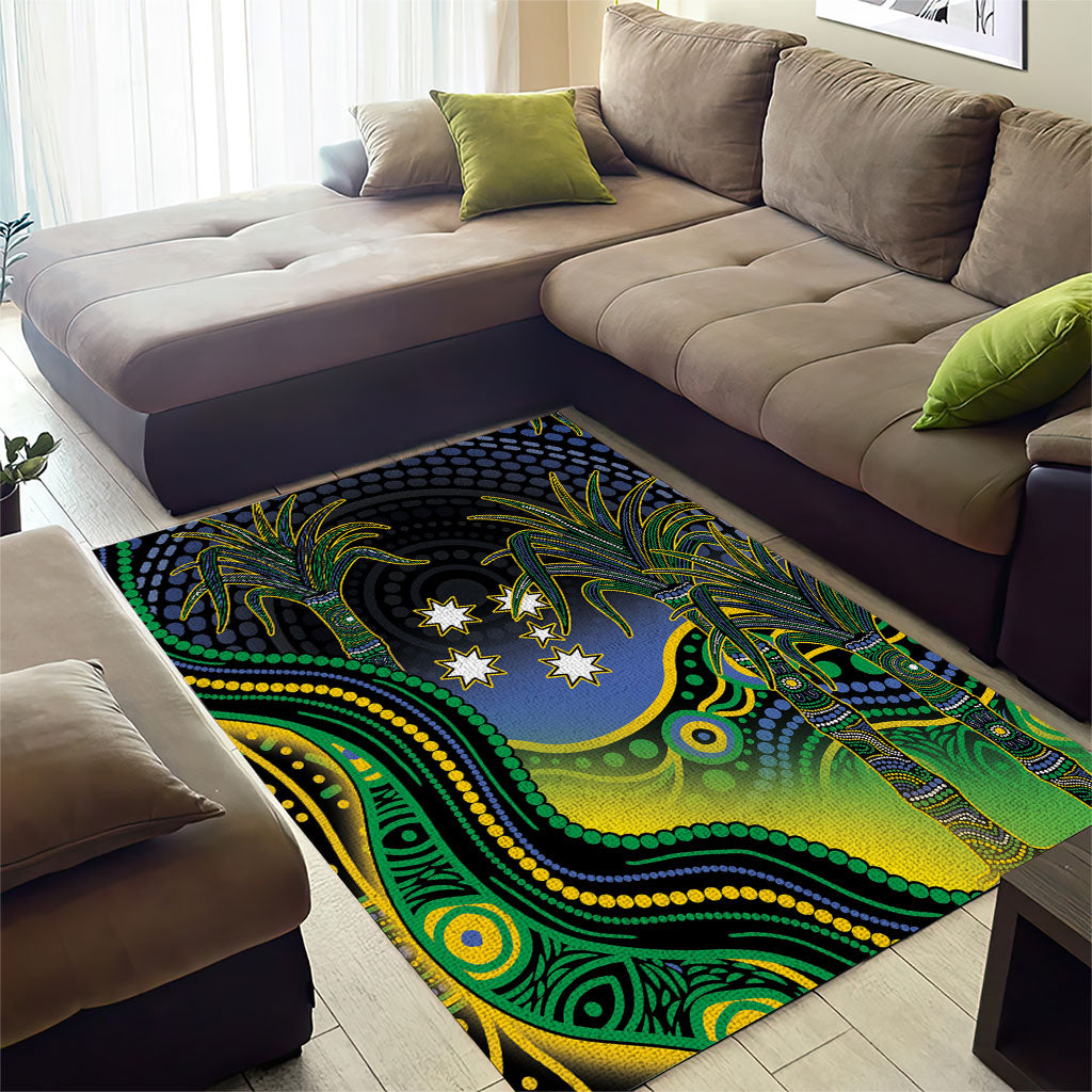 Australian South Sea Islanders National Recognition Day Area Rug Southern Cross Aboriginal Dot Art Sugarcane