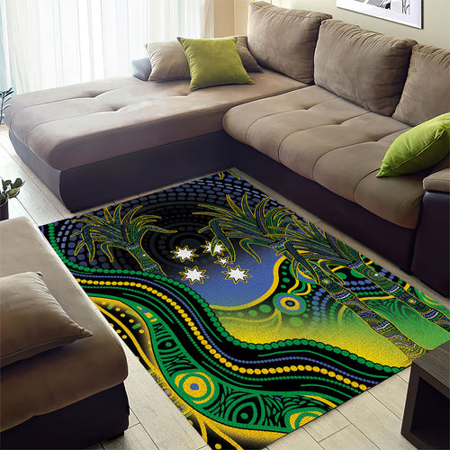 Australian South Sea Islander National Recognition Day Area Rug Southern Cross Aboriginal Dot Art Sugarcane