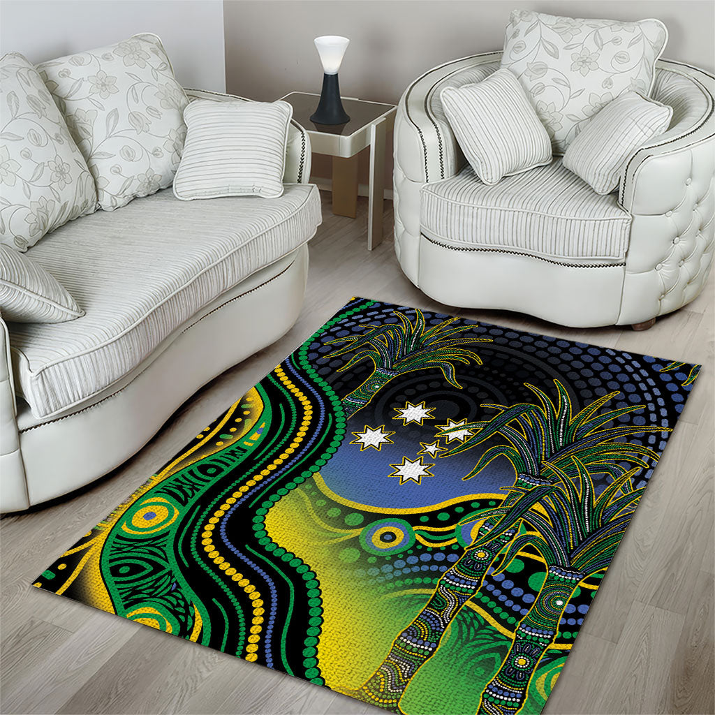 Australian South Sea Islanders National Recognition Day Area Rug Southern Cross Aboriginal Dot Art Sugarcane