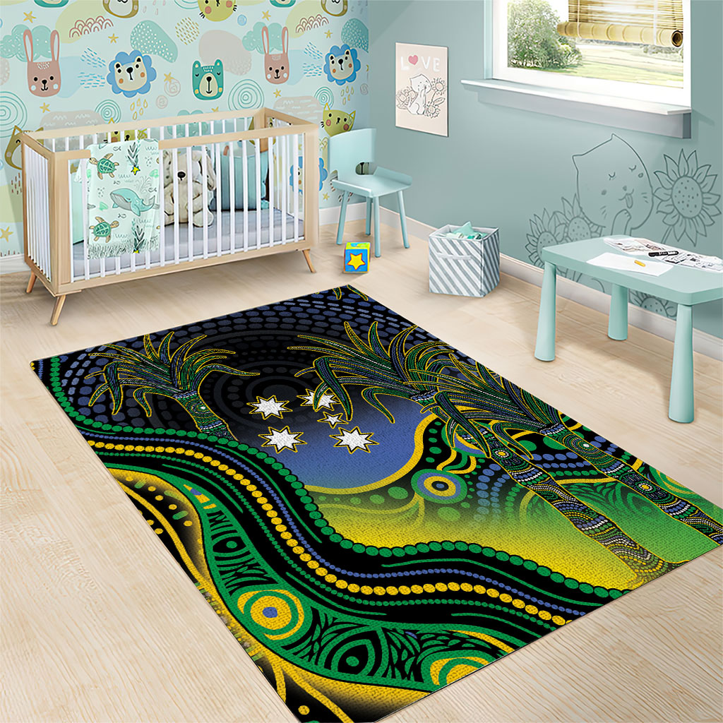 Australian South Sea Islanders National Recognition Day Area Rug Southern Cross Aboriginal Dot Art Sugarcane
