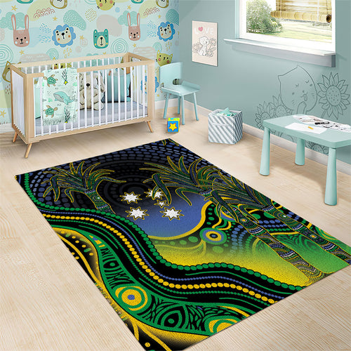 Australian South Sea Islander National Recognition Day Area Rug Southern Cross Aboriginal Dot Art Sugarcane