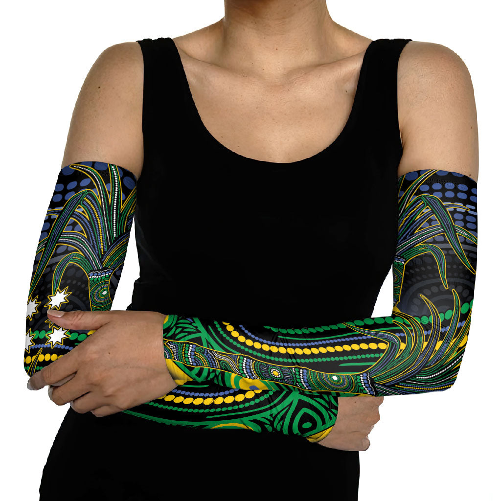 Australian South Sea Islander National Recognition Day Arm Sleeves Southern Cross Aboriginal Dot Art Sugarcane
