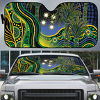 Australian South Sea Islander National Recognition Day Auto Sun Shade Southern Cross Aboriginal Dot Art Sugarcane