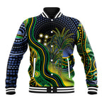 Australian South Sea Islander National Recognition Day Baseball Jacket Southern Cross Aboriginal Dot Art Sugarcane