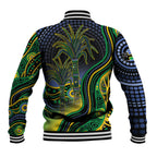Australian South Sea Islander National Recognition Day Baseball Jacket Southern Cross Aboriginal Dot Art Sugarcane