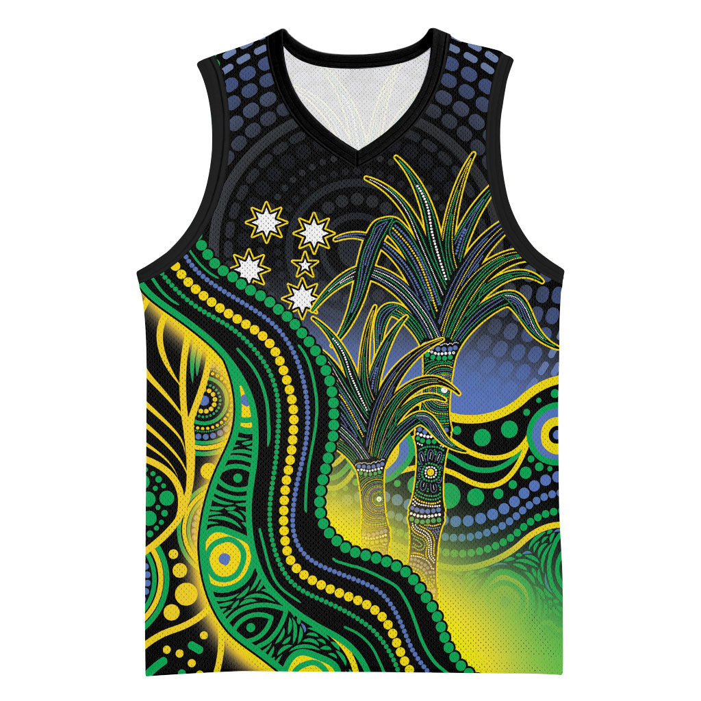 Australian South Sea Islanders National Recognition Day Basketball Jersey Southern Cross Aboriginal Dot Art Sugarcane