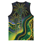 Australian South Sea Islanders National Recognition Day Basketball Jersey Southern Cross Aboriginal Dot Art Sugarcane