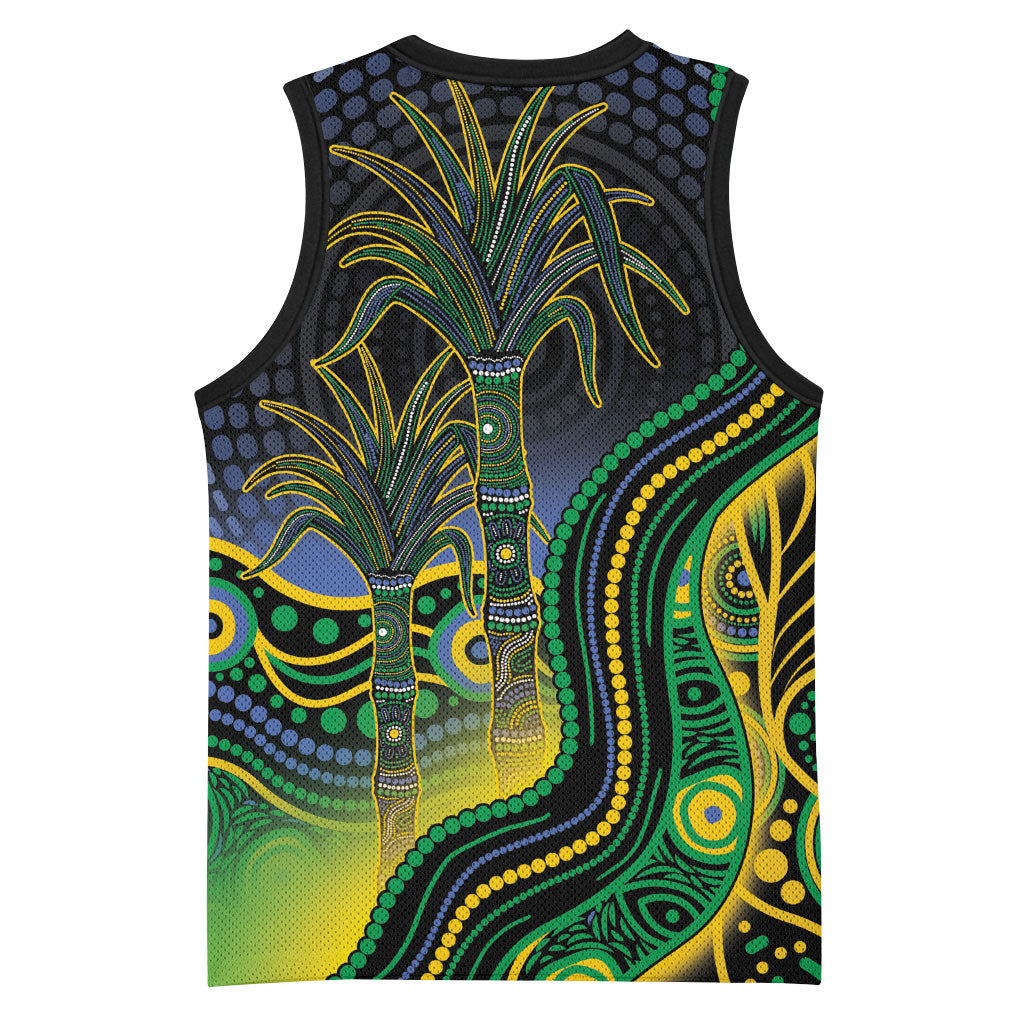 Australian South Sea Islanders National Recognition Day Basketball Jersey Southern Cross Aboriginal Dot Art Sugarcane