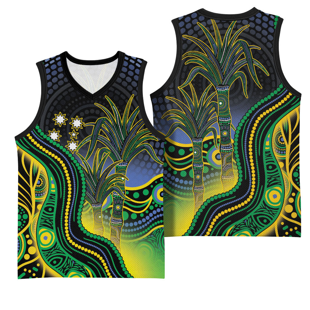Australian South Sea Islanders National Recognition Day Basketball Jersey Southern Cross Aboriginal Dot Art Sugarcane