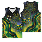 Australian South Sea Islanders National Recognition Day Basketball Jersey Southern Cross Aboriginal Dot Art Sugarcane