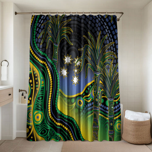 Australian South Sea Islanders National Recognition Day Bathroom Set Southern Cross Aboriginal Dot Art Sugarcane