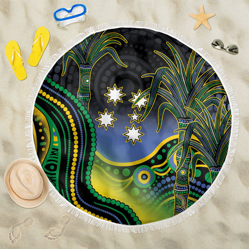Australian South Sea Islanders National Recognition Day Beach Blanket Southern Cross Aboriginal Dot Art Sugarcane