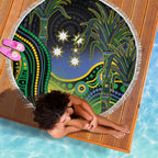 Australian South Sea Islander National Recognition Day Beach Blanket Southern Cross Aboriginal Dot Art Sugarcane