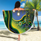 Australian South Sea Islander National Recognition Day Beach Blanket Southern Cross Aboriginal Dot Art Sugarcane
