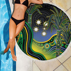 Australian South Sea Islander National Recognition Day Beach Blanket Southern Cross Aboriginal Dot Art Sugarcane