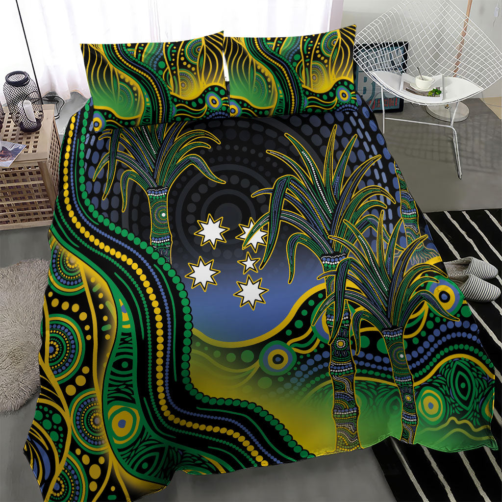 Australian South Sea Islander National Recognition Day Bedding Set Southern Cross Aboriginal Dot Art Sugarcane