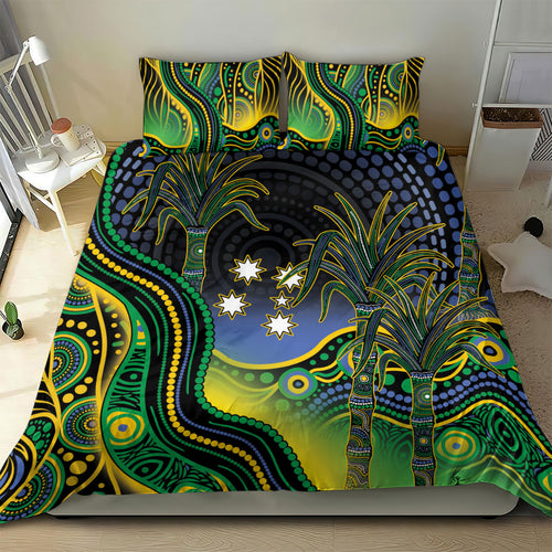 Australian South Sea Islanders National Recognition Day Bedding Set Southern Cross Aboriginal Dot Art Sugarcane