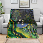 Australian South Sea Islander National Recognition Day Blanket Southern Cross Aboriginal Dot Art Sugarcane