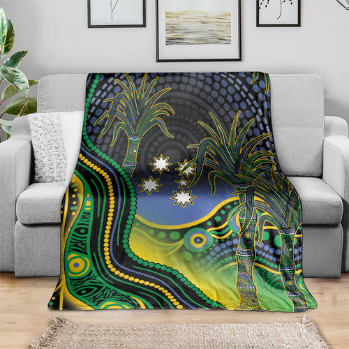 Australian South Sea Islanders National Recognition Day Blanket Southern Cross Aboriginal Dot Art Sugarcane