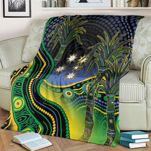 Australian South Sea Islanders National Recognition Day Blanket Southern Cross Aboriginal Dot Art Sugarcane