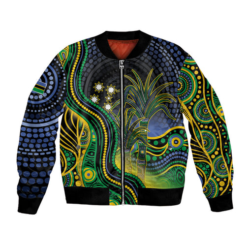 Australian South Sea Islanders National Recognition Day Bomber Jacket Southern Cross Aboriginal Dot Art Sugarcane