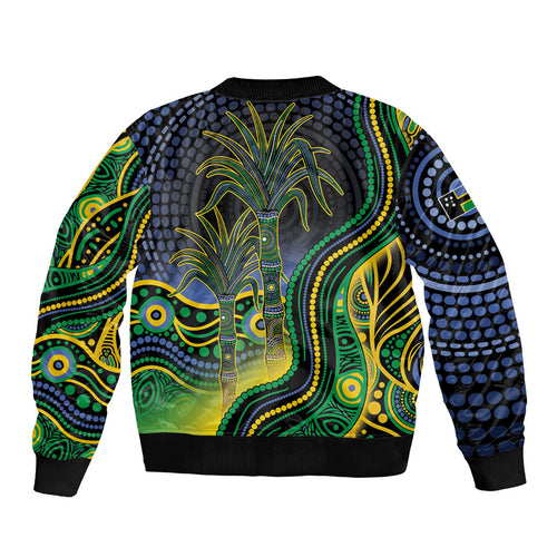 Australian South Sea Islanders National Recognition Day Bomber Jacket Southern Cross Aboriginal Dot Art Sugarcane