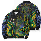 Australian South Sea Islanders National Recognition Day Bomber Puffer Jacket Southern Cross Aboriginal Dot Art Sugarcane