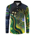 Australian South Sea Islander National Recognition Day Button Sweatshirt Southern Cross Aboriginal Dot Art Sugarcane