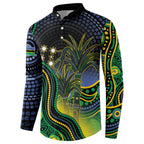 Australian South Sea Islander National Recognition Day Button Sweatshirt Southern Cross Aboriginal Dot Art Sugarcane