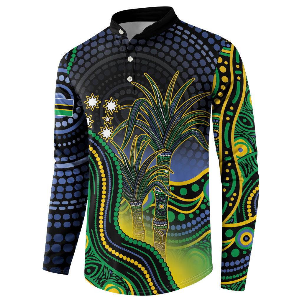 Australian South Sea Islander National Recognition Day Button Sweatshirt Southern Cross Aboriginal Dot Art Sugarcane