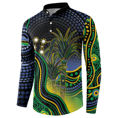 Australian South Sea Islanders National Recognition Day Button Sweatshirt Southern Cross Aboriginal Dot Art Sugarcane