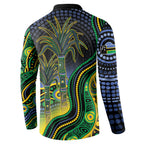 Australian South Sea Islander National Recognition Day Button Sweatshirt Southern Cross Aboriginal Dot Art Sugarcane