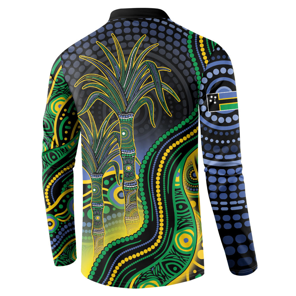 Australian South Sea Islander National Recognition Day Button Sweatshirt Southern Cross Aboriginal Dot Art Sugarcane