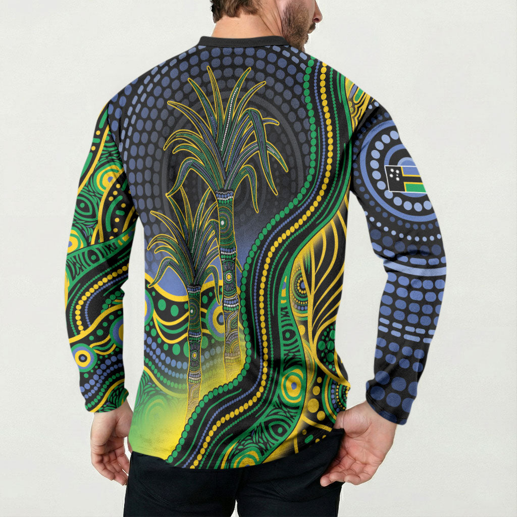 Australian South Sea Islander National Recognition Day Button Sweatshirt Southern Cross Aboriginal Dot Art Sugarcane
