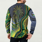 Australian South Sea Islander National Recognition Day Button Sweatshirt Southern Cross Aboriginal Dot Art Sugarcane